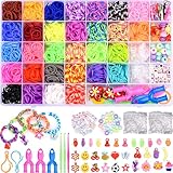 AOKITO 2500+ Loom Bänder Set für Kinder, 32 Farben DIY Gummibänder mit Perlen Haken Charms und Aufbewahrungsbox, Armbänder Selber Machen Zubehör, Geburtstag Weihnachten Geschenke für Mädchen Jungs