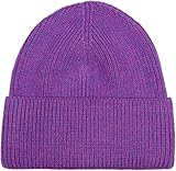 styleBREAKER Unisex Strickmütze mit Rippenmuster und breiter Krempe, Feinstrick Mütze doppelt gestrickt, Strick Beanie 04024190, Farbe:Violett meliert
