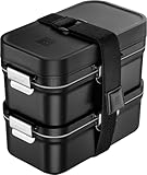 ZWILLING FRESH & SAVE Lunchbox to go inkl. Edelstahl-Besteck, bruchsicher, Vakuumfunktion, Schwarz