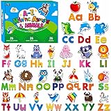 78 magnetisches Alphabet, 26 Großbuchstaben, 26 Kleinbuchstaben und 26 Objektmuster, entzückendes Tieralphabet ABC-Kühlschrankmagnete Lernspielzeug für Kleinkinder im Alter von 3 4 5 Jahren