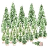 MEJOSER 30 Stück 4 Größen Künstlicher Weihnachtsbaum Miniatur Klein Tisch Christmasbaum Mini Grün Tannenbaum mit Schnee-Effek Mini Weihnachts Baum Dekoration Geschenk Tischdeko, DIY, Schaufenster