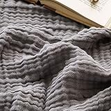 EMME Baumwolle Decke, Vorge-waschene Kuscheldecke, Weiche und Atmungsaktive Tagesdecke, Universale Sofadecke Leichte Bequeme Baumwoll Musselin Decke für Ganze Saison (Grau, 140 x 190 cm)