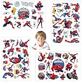 Temporäre Tattoo Set Kinder Tattoos für Spider Man,4 Blätter Spiderman Kindertattoos Aufkleber Stickers für Geschenktüten Kindergeburtstag Mitgebsel Mädchen Jungen…