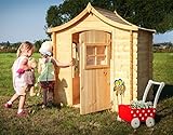 Timbela Kinderspielhaus aus Holz - Spielhaus im Freien für Kinder - B112xL146xH152 cm/1,1m2 Gartenspielhaus - Garten-Sommerhaus für Kinder M550-1