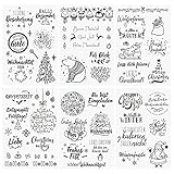 Kesote Stempel Clear Deutsch Stamp Frohe Weihnachten Neujahr Weihnachtsstempel Transparent Silikon (6 Bogen)
