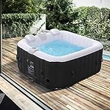 Arebos Aufblasbarer Spa Pool | für drinnen und draußen | Whirlpool 4 Personen | 154x154cm | 100 Massagedüsen | Wellness Spa Heizung | Aufblasbare Massage Quadrat | 600 Liter