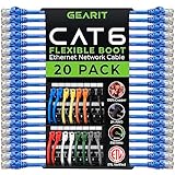 GearIT 20 x Cat6-Patchkabel, 6 m, Cat 6, Ethernet-Kabel, Knickschutz, flexibel, weiche Tab, Preimum Serie – Blau