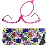 Make-Up Schminkbrille mit klappbaren Brillenglas, Modische Schminkhilfe mit Gratis Etui +3.0 Dioptrien (Violett)