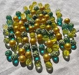FAIRY TAIL & GLITZER FEE 100 Murmeln Bunt Gold Grüne Mix Glaskugeln 16mm Große Murmelspiel Murmel Plfanzendeko Kugelbahn Deko