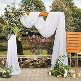 JTOOYS Weißer Vorhang für Hochzeit, 1 Stück, 130 x 550 cm, Vorhang, Hochzeitsbogen, Wandbehang, romantisch, Hochzeit, Dekoration für Wohnzimmer, Hochzeitsfeier, Zeremonie, Bühnendekoration