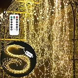 ZeiLaBang Kakadi Lichterschweif 2M 400 LED,Lichterbündel,Weihnachten Lichterkette,Lichterstrang 8 Modi Wasserfall Lichterkette Wasserdicht Lichterbündel für Weihnachten Außen Innen Deko