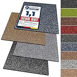 KARAT Teppichfliesen Moskau 50x50cm selbstliegend - 4 Stück Set - 1m² - strapazierfähiger Teppich Bodenbelag mit hochwertigem Schlingenflor für Haus & Büro - antistatisch mit Bitumen Rücken - Beige