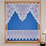 Scheibengardine mit Stangendurchzug M-Set 2-teilig Gardine Jacquard M-Bogen HxB 60x160cm und Bistro HxB 30x160cm individuell raffbar auf Fensterbreite 100 – 150 cm TOP QUALITÄT …auspacken, aufhängen, fertig! Typ163