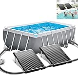 AufuN 2 Sets Poolheizung Solar Sonnenkollektor 110x69x14 cm Solarheizung Pool 10000 L/h Höhenverstellbar 38mm Anschluss Warmwasser Heizungen Solarmatte für Schwimmbad, Garten, Gartendusche Pool