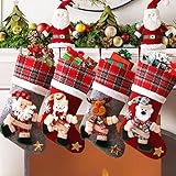 NIBESSER Nikolausstrumpf 4er Set Große Nikolausstiefel zum Befüllen Weihnachtsstrumpf Geschenkbeutel Weihnachtsbaum Anhänger Weihnachtsdeko mit Weihnachtsmann, Schneemann, Rentier, Bärchen