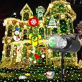 Laser Weihnachten Projektor Außen, Doppelter Kopf Dynamische Led Weihnachts Schneeflocken Projektor Aussen, Wasserdicht Weihnachtsprojektor Outdoor mit Fernbedienung für Garten Fenster Wand Tree