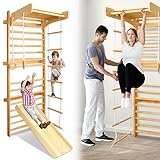 Aufun Sprossenwand Holz Turnwand Kletterwand Klettergerüst Fitness Turnwand inkl. Montagezubeöre, Sportgeräte für Kinder und Erwachsener, 215 x 82 x 6cm