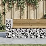 Bucmath Gartenbank Gabione 122x71x65,5 cm, imprägniertes Kiefernholz, verzinkter Stahl, robuste Outdoor Sitzbank für Garten, Terrasse, Park, witterungsbeständig