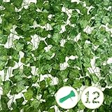Diompirux 12 stücke 2.2m Lang Efeu Künstlich Girlande, Fake Plants Room Decor für Küche, Hochzeit, Garten, Wanddekoration, künstlich Efeugirlande Efeu mit 50 Grün Kabelbinder, für Grünpflanzen Deko
