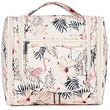 Narwey Groß Kulturbeutel Damen & Herren - Gross Kulturtasche Zum Aufhängen, Kinder Kosmetiktasche - Waschtasche für Mädchen (Beiger Flamingo (Groß))