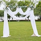 PONY DANCE Traubogen Deko Hochtzeit 152x548cm Querbehang Freihanddeko für Hochzeitsbogen Himmelbett Vorhänge Weiss Gardine für Fenster Tüllstoff Meterware Transparent, 1 Stück