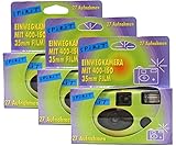 3X 1A PHOTO PORST Einwegkamera Edition Spirit in grün, bunt, mit Blitz, Batterien und Film (3er Pack, je 27 Aufnahmen)