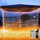 WOWDSGN 200 LED Lichternetz 3 x 2 m warmweiß Lichterkette Netz mit Fernbedienung Trafo Timer 8 Modi Lichtketten für Weihnachten, Halloween, Party, Geburstag, Hochzeit Geeignet für Innen und Außen