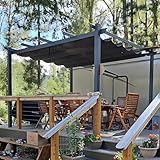 PURPLE LEAF Pergola 3 x 4 m Wasserdicht Stabil Winterfest, Aluminium Gartenpavillon mit Wetterfestes Schiebedach, Terrassenüberdachung Freistehend, UV-Schutz, Grau