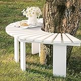LCBDYLR Gartenbank Baumbank – Halbkreisförmige Wetterfeste Holzbank für Außenbereich, Umwickelbare Rundbank mit Glatter Oberfläche, Robuste Parkbank für Terrasse Garten Hof, Tragkraft 300kg White