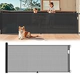 Aufun Treppenschutzgitter Ausziehbar 300cm, Türschutzgitter Baby, Absperrgitter Schutzgitter Treppe für Katzen und Hunde, Extra Breit Babygitter, Treppenschutzrollo für Innen Außenbereich, Schwarz