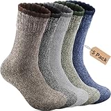 Annsuki Thermosocken Herren,5Paar Dicke Wintersocken Warme Socken,Flauschige Wollsocken Thermo Socken Männer, Atmungsaktiv Warm Merino Winter für Outdoor Wandersocken Lauf Skisocken 39-46