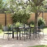 XinZaphrisal 6-teiliges Gartentisch-Set aus Aluminium, Schwarz Pulverbeschichtet, Modernes Design für Balkon und Terrasse, Wetterfest und Langlebig, Bequeme Sitzgruppe mit Stauraum