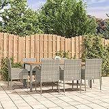 Hoodmeel 9-TLG Balkon Sitzecke, Sitzecke Balkon, Balkon Tisch Und Stühle, Essgruppe Garten, Sitzgruppe Garten, mit Kissen Grau Poly Rattan