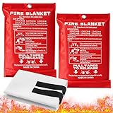 Feuerlöschdecke, 1x1M Löschdecke für Küche Haushalt, Feuerdecke für Notfälle Flammschutzmittel und Wärmedämmung Glasfaser Brandschutzdecke Notfalldecke für Zuhause Auto Grill Büro Camping
