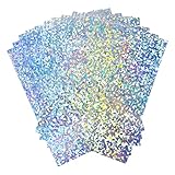 A4 Holografische Glasscherben Karte 250gsm 297 mm x 210 mm Metallic Silber Glasscherben Kartonfolie Papier für Kunst und Handwerk Scrapbooking Schimmernde hochglanzpolierte glänzende Blätter(10 Blatt)