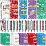 Jetec 50 Sets Kugelschreiber, einziehbar, Geschenkpreise enthalten 50 Kugelschreiber, 50 Karten, 50 Taschen, 50 Krawatten für Gastgeschenke, Büro, Lehrer, Schulaustausch (Schulanfang)