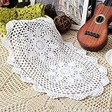 Yulakes 2 Stück Oval Handgehäkelte Doilies ，Handarbeit Geklöppelt Spitzendeckchen Baumwolle Placemat Blume Matte，Spitzendeckchen Häkeldeckchen Tischdecke Handarbeit Vollhäkel Deckchen 30x 40cm