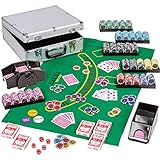 GAMES PLANET Ultimate Pokerset Deluxe, 300er BZW. 600er Edition, 12 Gramm METALLKERN Laserchips, Poker Decks, Alu Pokerkoffer, Kartenmischer, Kartengeber, Würfel, Dealer Button, Pokerchips, Jetons