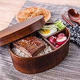 FakeFace Brotdose Lunchbox mit Trennwand Kinder Erwachsene Bento Box Japanische Style Holz Food Box Mittagessen Container Aufbewahrungsbehälter für Kindergarten,Schule,Küche,Büro,Picknick