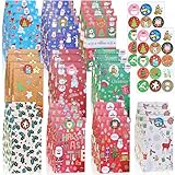 Geschenktüten Weihnachten,30 Stück Papiertüten Geschenktüten,Weihnachtspapiertüte mit 30 Aufkleber,Papiertüten Weihnachten,Multifunktionale Papier Tüten,für Kekse,Klein Geschenke,Partys