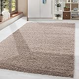 Homebyhome Shaggy Teppich Wohnzimmer Beige Flauschiger 80 x 150 cm Läufer Flur Einfarbig - Hochflor Schlafzimmer Pflegeleicht Schmutzabweisend Modern Langflor Weich Plüsch Halı