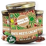 Muus to Chooze - Date meets Cacao Brotaufstrich 3x400g – Aufstrich Vegan, Bio & Zusatzstofffrei – Mit Dattelpaste, Kakao & blanchierten Haselnüssen – Geschmeidige Textur – Ideal als Snack & Topping