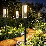 Solarlampen für Außen Garten, Garten Solarleuchten 6 Stücke IP65 Wassserdicht, Solar Gartenleuchten mit Längere Arbeitzeit, Extrem Helle Solar Garten Deko für Balkon Terrase Outdoor warmes Weiß