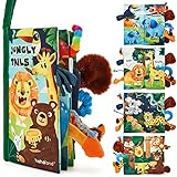 hahaland Baby Spielzeug Stoffbuch ab 0 3 6 Monate,Soft Buch Baby Spielzeug 6 Monate,3D Wald Tier Motiven Fühlbuch Knisterbuch,Quiet Book,Neugeborene Weihnachten Geschenk für Babys Jungen Mädchen