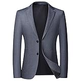 Sakko Herren, Herrenblazer, Elegant Lässig, Schmal Geschnitten, Formell, Business Anzug, Zweiknopf Hochzeitsjacke, Leichter Blazer, Einreihig, Lässiger Sportblazer, Blau, Größe L