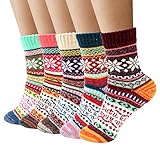 Airabc Thermosocken Damen, Wollsocken, Warme Wintersocken Damen, Dicke Stricksocken, Winter Damen Socken Bunte Gemütlich und Atmungsaktiv/EU-Größe 35-42