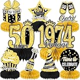 ALEGRE® 50. Geburtstag Tischdeko Schwarz Gold, 9 Stk Vintage Bienenwaben Deko Tischaufsätze, 50 Geburtstag Männer Frauen Dekoration Tischdeko für Geburtstag Party und 50 Hochzeit Jahrestag Engagemen