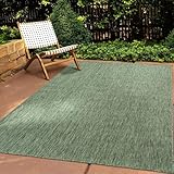 In & Outdoor Teppich Wetterfest Wohnzimmer Balkon Küchenteppich Terrassenteppich Flachgewebe Sisaloptik Meliert Einfarbig grün 080x150 cm