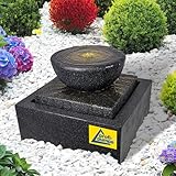Gartenbrunnen Brunnen Zierbrunnen Zimmerbrunnen Springbrunnen Brunnen Sonnen-Schale mit LED-Licht 230V Wasserfall Wasserspiel für Garten, Gartenteich, Terrasse, Balkon Sehr Dekorativ (Sonnen-Schale)