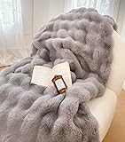 Tospass Kaninchen Decke Warme Sherpa Decke Kuscheldecke Grau Flauschig Weich Dicke Sofadecke Wohndecke Tagesdecke Doppelgesicht Decke - 180x200cm